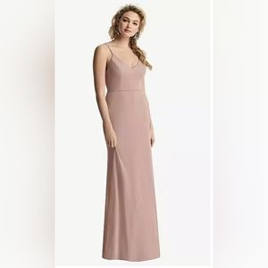 DESSY SHIRRED SASH COWLBACK CHIFFON TRUMPET GOWN IN BLISS